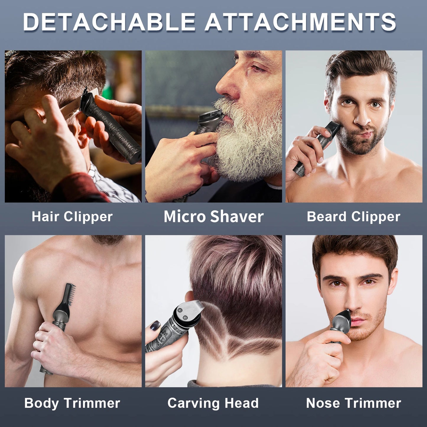 Hatteker Hair Trimmer Professional Hair Clipper Metal Hair Cutting Machine Electric Cordless Rechargeable Trimmer for Men