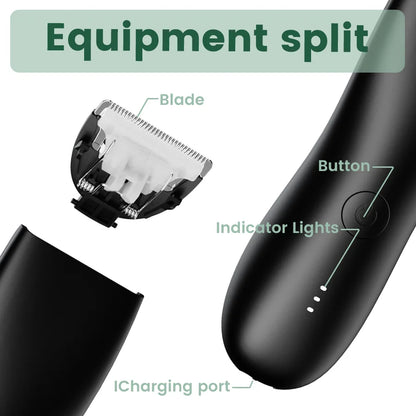 Men's Electric Groin & Body Shaver - Waterproof Dual Head Trimmer Kit w/ LED Light & Foil Blades