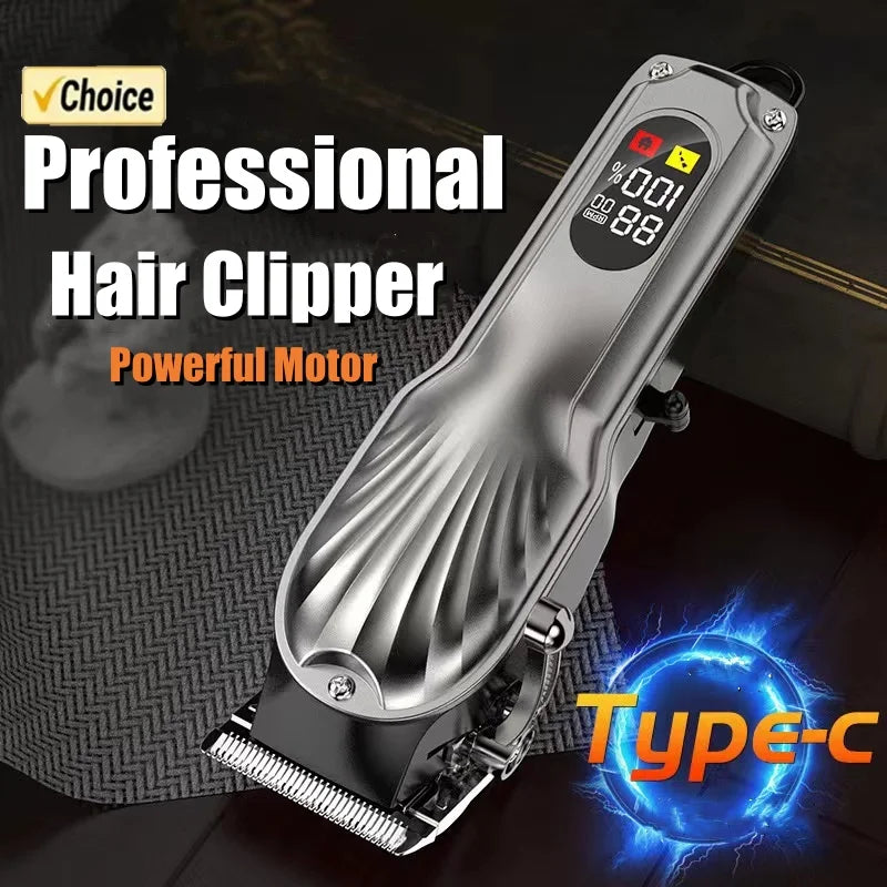 Professional Hair Clipper Shaving Machine High Power Adjustable Cordless Hair Clipper 0 Gap Trimmer Hair Cutting Machine PET